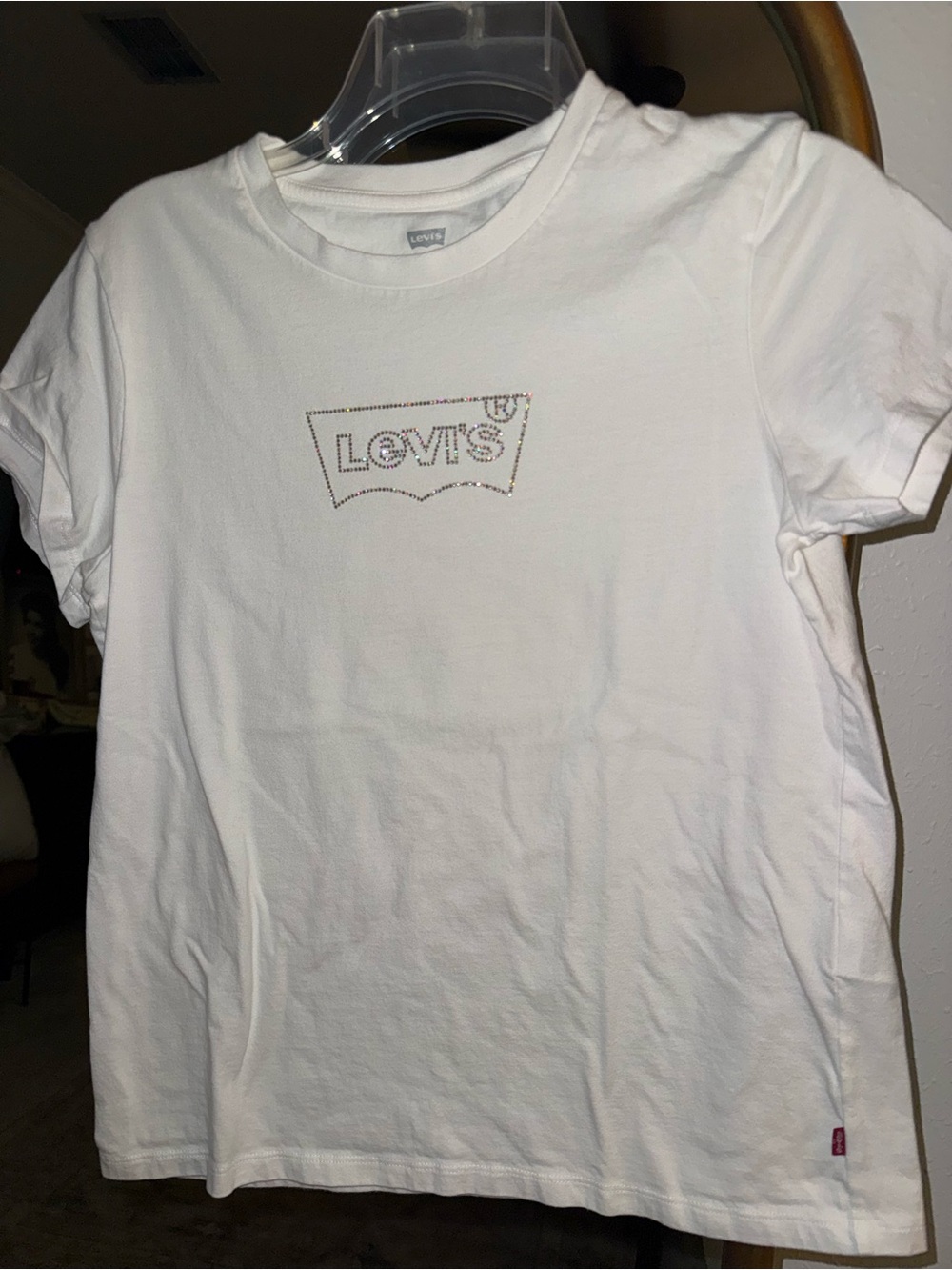 Levi's White Short Sleeve Tee with Rhinestone Logo